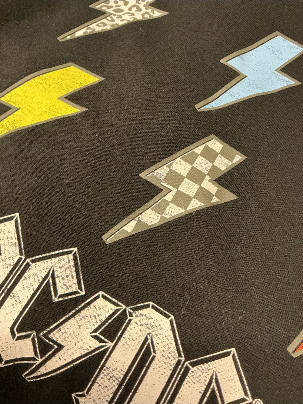 AC/DC Band Upcycled Sweatshirt Lightening Bolts Patches Blanket Stitching Grunge - Picture 9 of 13